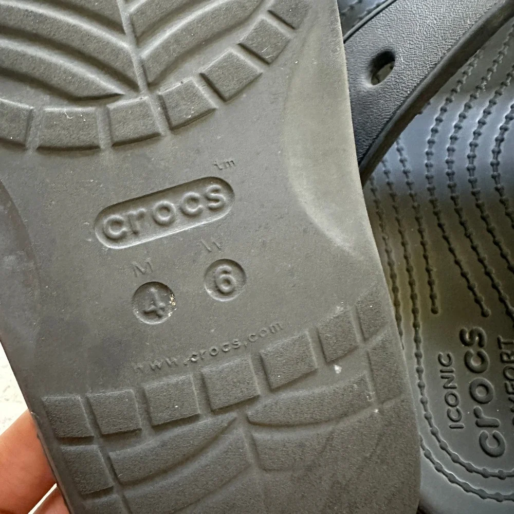 Crocs Classic Sandal Black Two Strap Slide Shoes Jibbitz Ready Size M4 W6